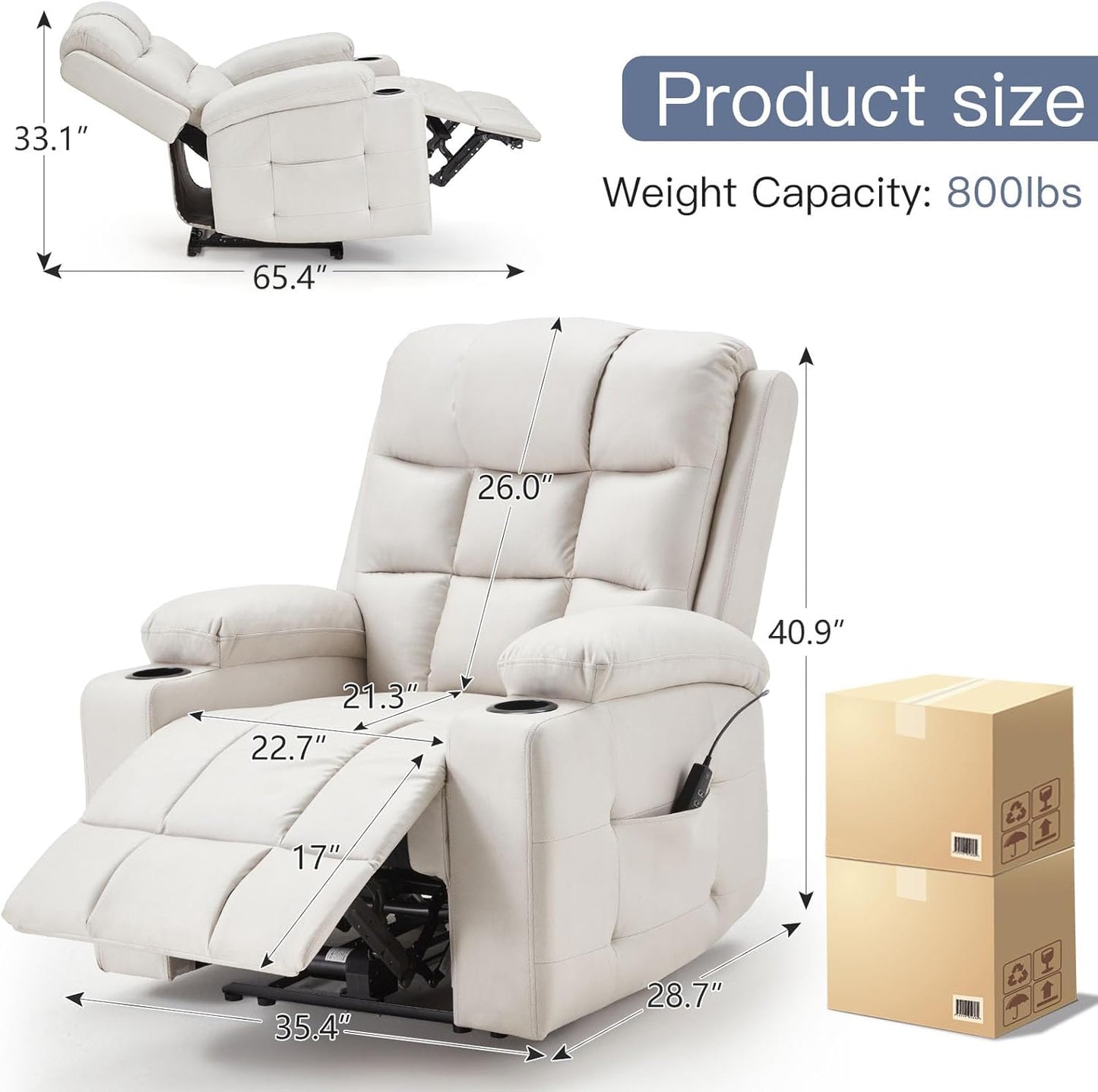 YODOLLA Electric Recliner Nursery Chair with Wide Armrests