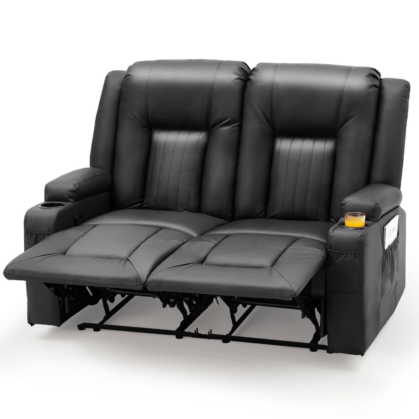 YODOLLA Reclining Loveseat Double Recliner Home Theater Seating, Black