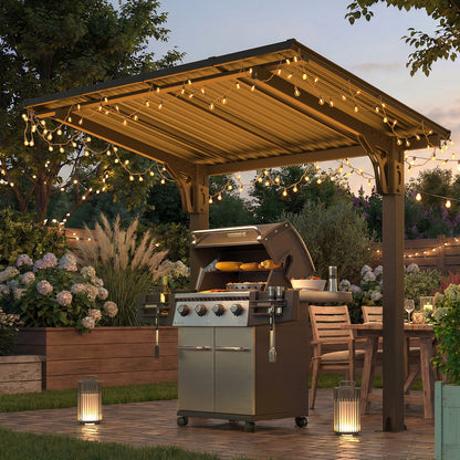 YODOLLA 8' x 5' Gazebo Outdoor Grill Hardtop Pergola Freestanding Carport Pergolas