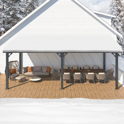YODOLLA 20' x 10' Gazebo Outdoor Pergola Large Wall-Mounted Hard Top Lean to Metal Gazebo