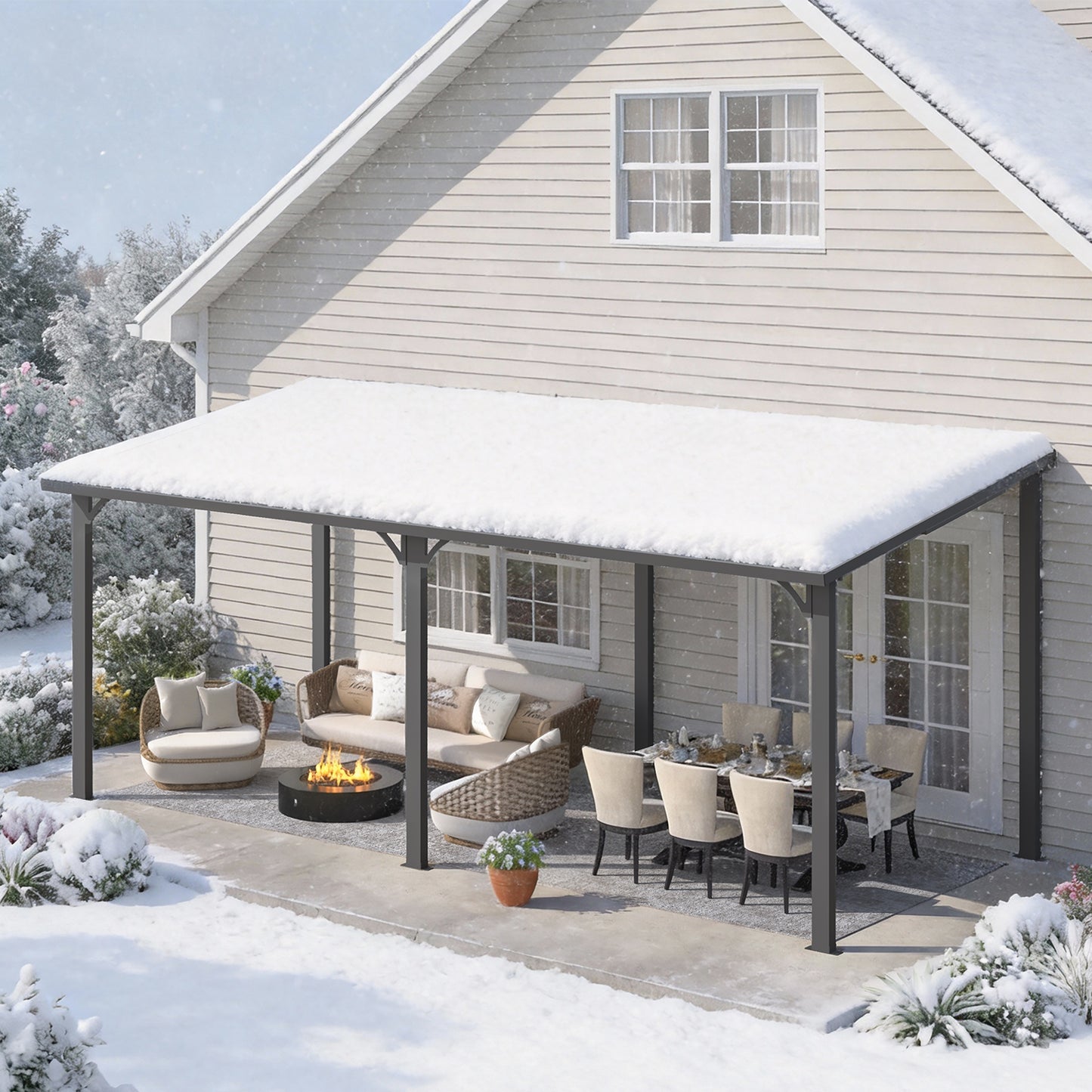 YODOLLA 20' x 8' Hardtop Gazebo Pergola Heavy Duty Lean to Metal Pergolas and Gazebos