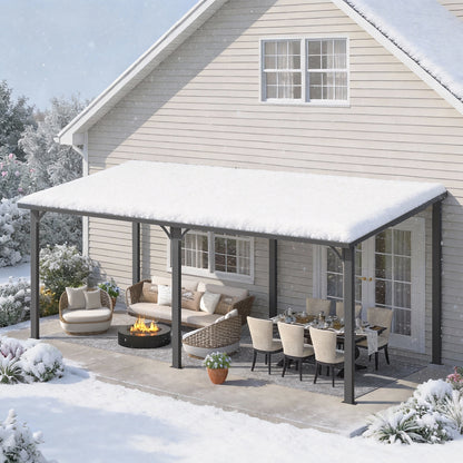 YODOLLA 20' x 8' Hardtop Gazebo Pergola Heavy Duty Lean to Metal Pergolas and Gazebos