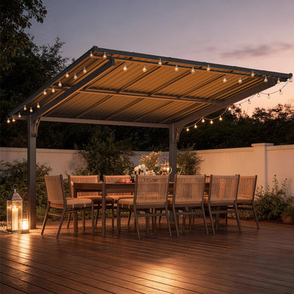 YODOLLA 12' x 10' Gazebo Outdoor Grill Hardtop Pergola Freestanding Carport Pergolas