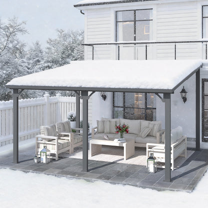 YODOLLA 14'x12' Pergola  Hardtop Gazebo Outdoor Lean to Metal Pergolas and Gazebos