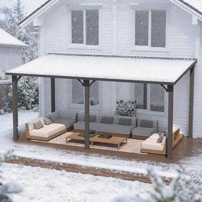 YODOLLA 16' x 8' Pergola Hardtop Gazebo Outdoor Lean to Metal Pergolas and Gazebos