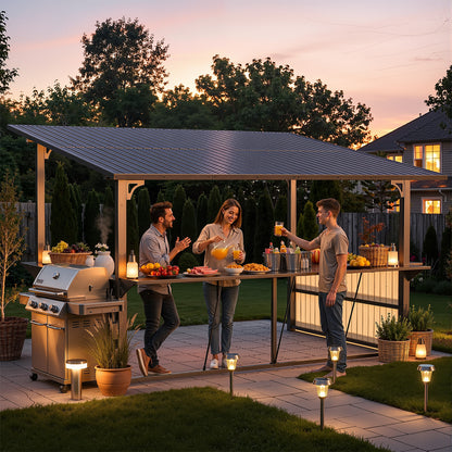 YODOLLA 10'x12' Gazebo Bar Hardtop BBQ Gazebo & Grill Shelter