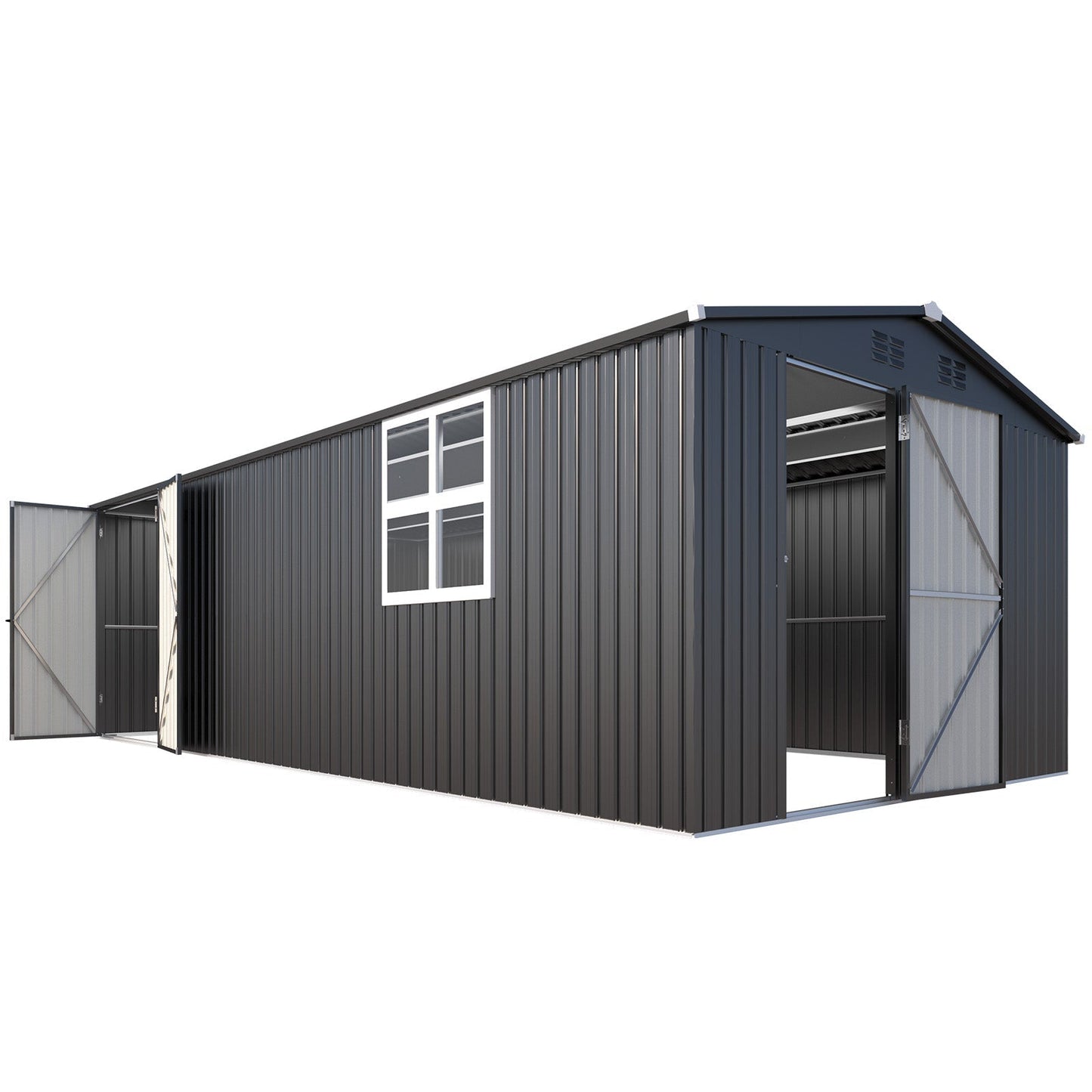 YODOLLA 20' x 10' Outdoor Storage Shed Large 10x20 Metal Sheds with Windows Utility Tool Storage