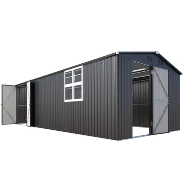 YODOLLA 20' x 10' Outdoor Storage Shed Large 10x20 Metal Sheds with Windows Utility Tool Storage