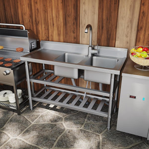 YODOLLA Stainless Steel Utility Sink Freestanding Outdoor Sink Station