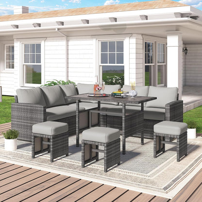 YODOLLA 7 Pieces Patio Furniture Set with 43 Inch Fire Pit Table