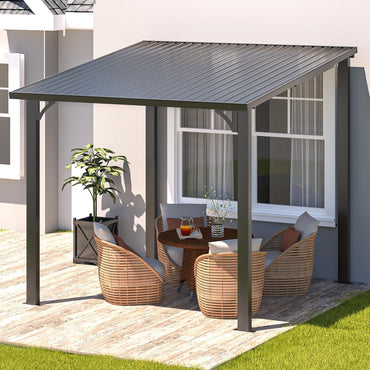 YODOLLA 8' x 8' Outdoor Pergola Hardtop Gazebo,Dark Grey