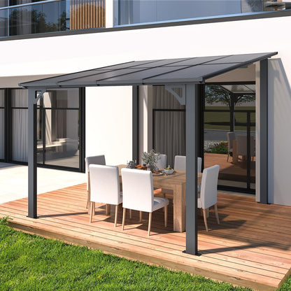 YODOLLA 8' x 8' Lean to Gazebo Pergola for Patio, Dark Grey