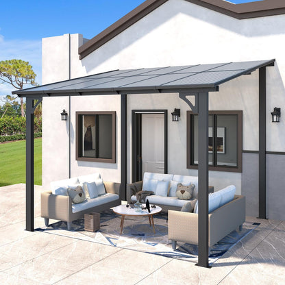 YODOLLA 10' x 8' Lean to Gazebo Pergola for Patio, Dark Grey