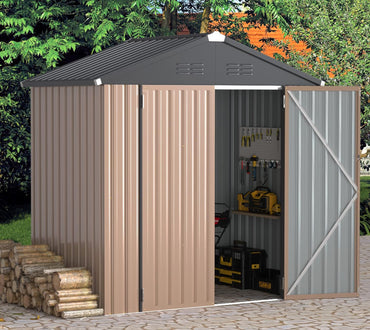 YODOLLA 6 x 4 FT Outdoor Storage Shed Lockable Bike Shed, Grey