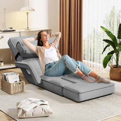 YODOLLA Folding Floor Chair, Small Sofa with Adjustable Backrest and Footrest
