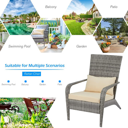 YODOLLA Patio Wicker Adirondack Chair, Coconino Rattan Dining Chairs,Grey