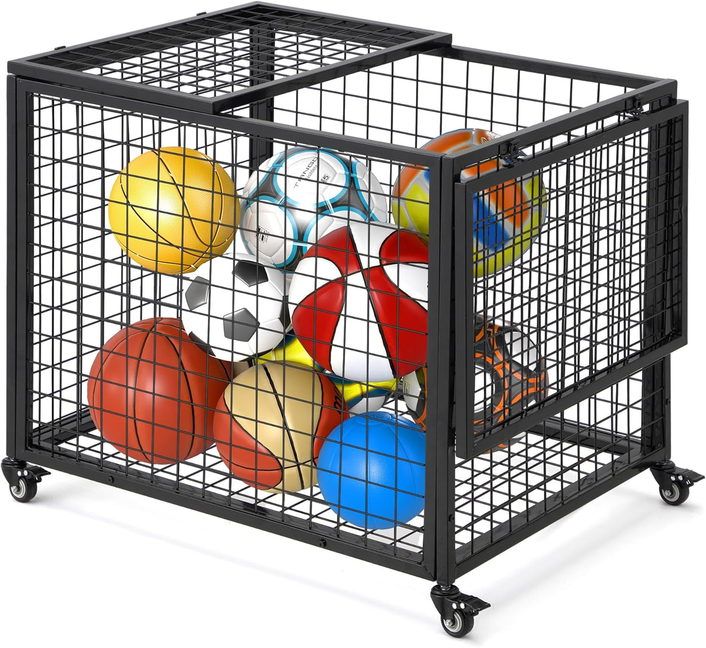 YODOLLA Ball Cart Storage Rolling Basketball Bin with Wheels