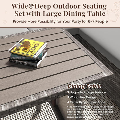 YODOLLA 7 Pieces Patio Furniture Set with 43 Inch Fire Pit Table