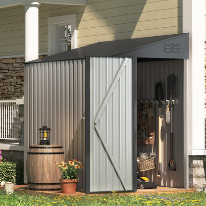 YODOLLA 8x10 Lean-to Shed, Outdoor Storage Shed, Dark Gray