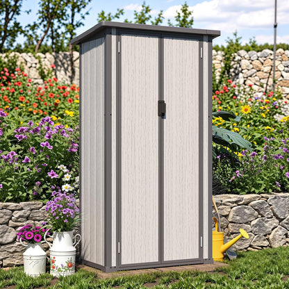 YODOLLA Tall Resin Outdoor Storage Cabinet Waterproof with Adjustable Shelves