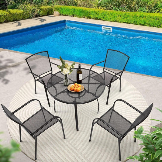 YODOLLA 5 Piece Outdoor Dining Sets with 1.73" Umbrella Hole