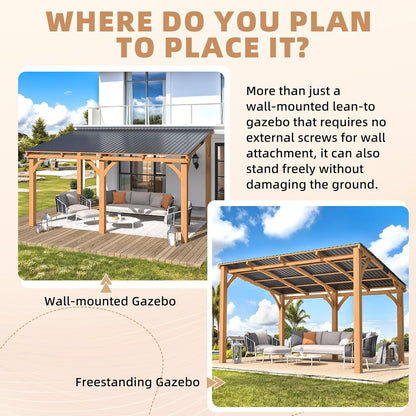 YODOLLA Wall Mounted Outdoor Wood Gazebo for Patio