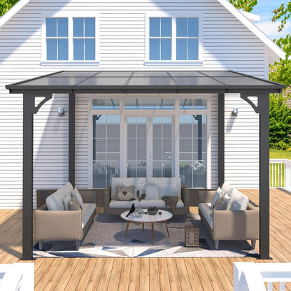 YODOLLA 10' x 8' Lean to Gazebo Pergola for Patio, Dark Grey