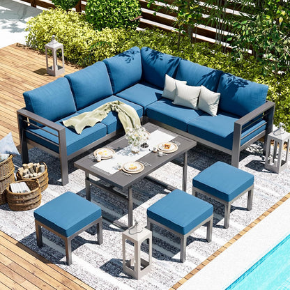 YODOLLA Outdoor Conversation Table and Chair Sets for Lawn Furniture Set, Navy