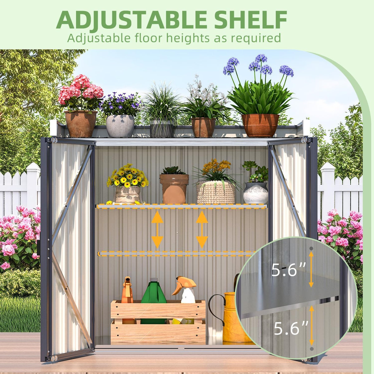YODOLLA Outdoor Storage Potting Bench, Garden Metal Tool Cabinet Waterproof