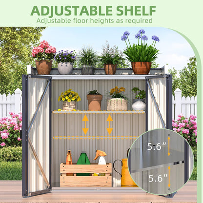 YODOLLA Outdoor Storage Potting Bench, Garden Metal Tool Cabinet Waterproof