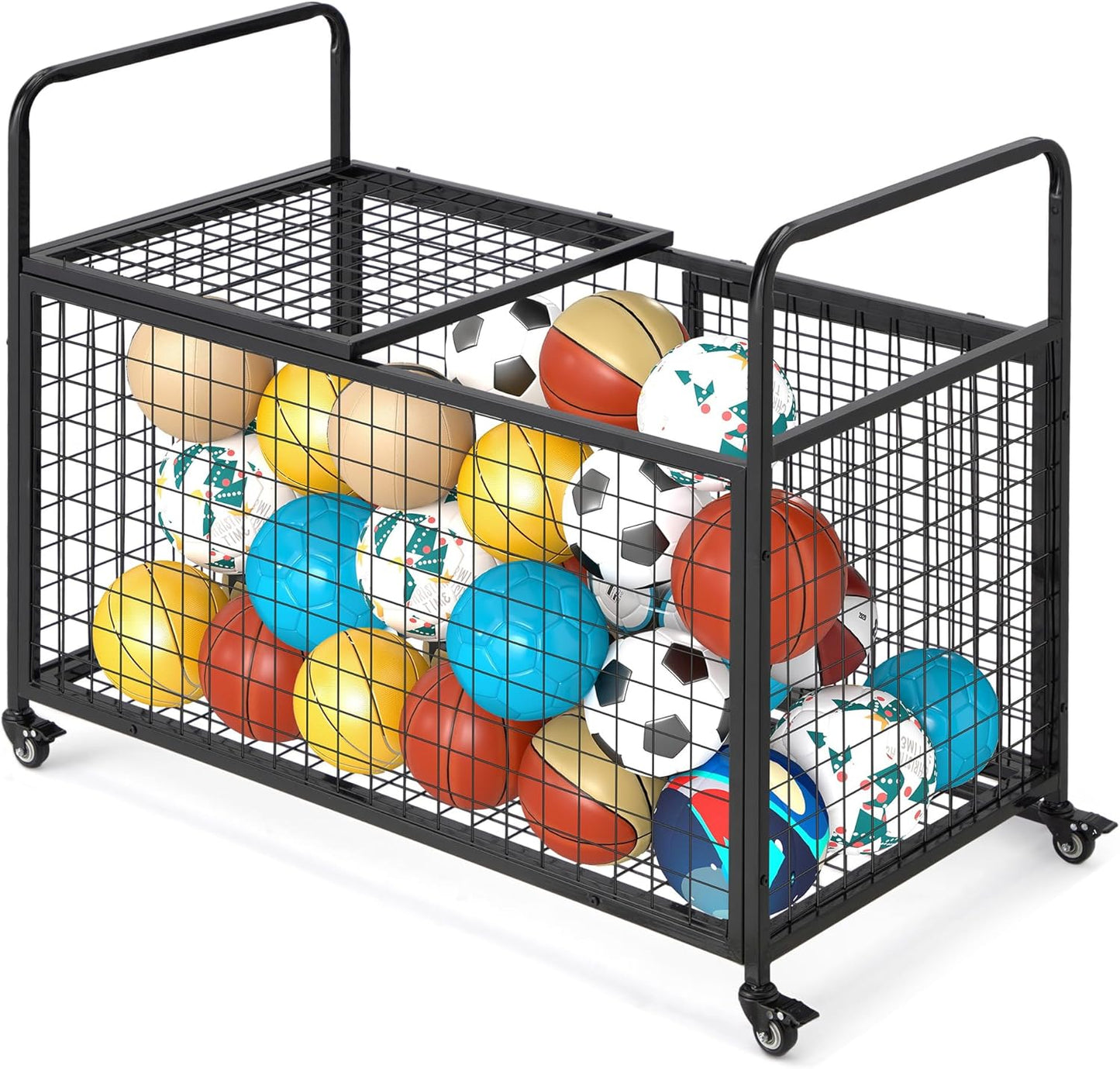 YODOLLA Ball Cart Storage Rolling Basketball Bin with Wheels