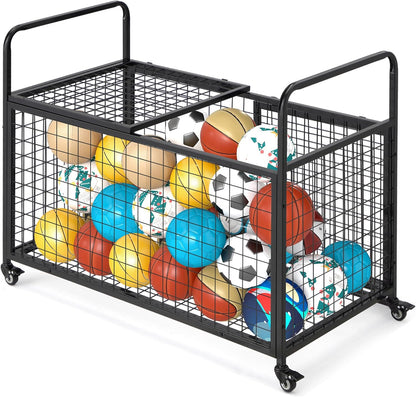 YODOLLA Ball Cart Storage Rolling Basketball Bin with Wheels