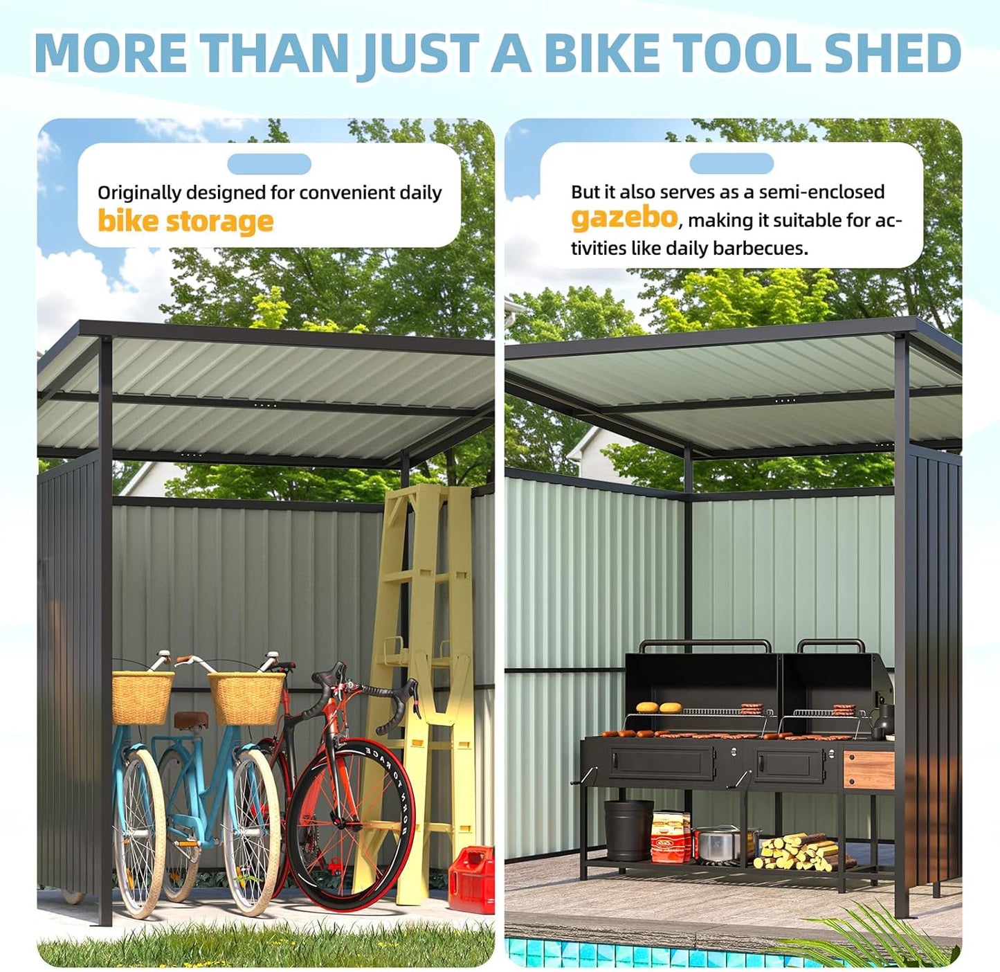 YODOLLA 6' x 6' Gazebo Outdoor Pergola for Patio, Small Lean to Hardtop Grill Gazebo