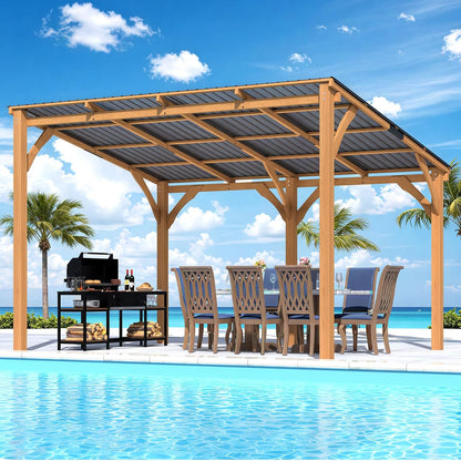 YODOLLA Wall Mounted Outdoor Wood Gazebo for Patio