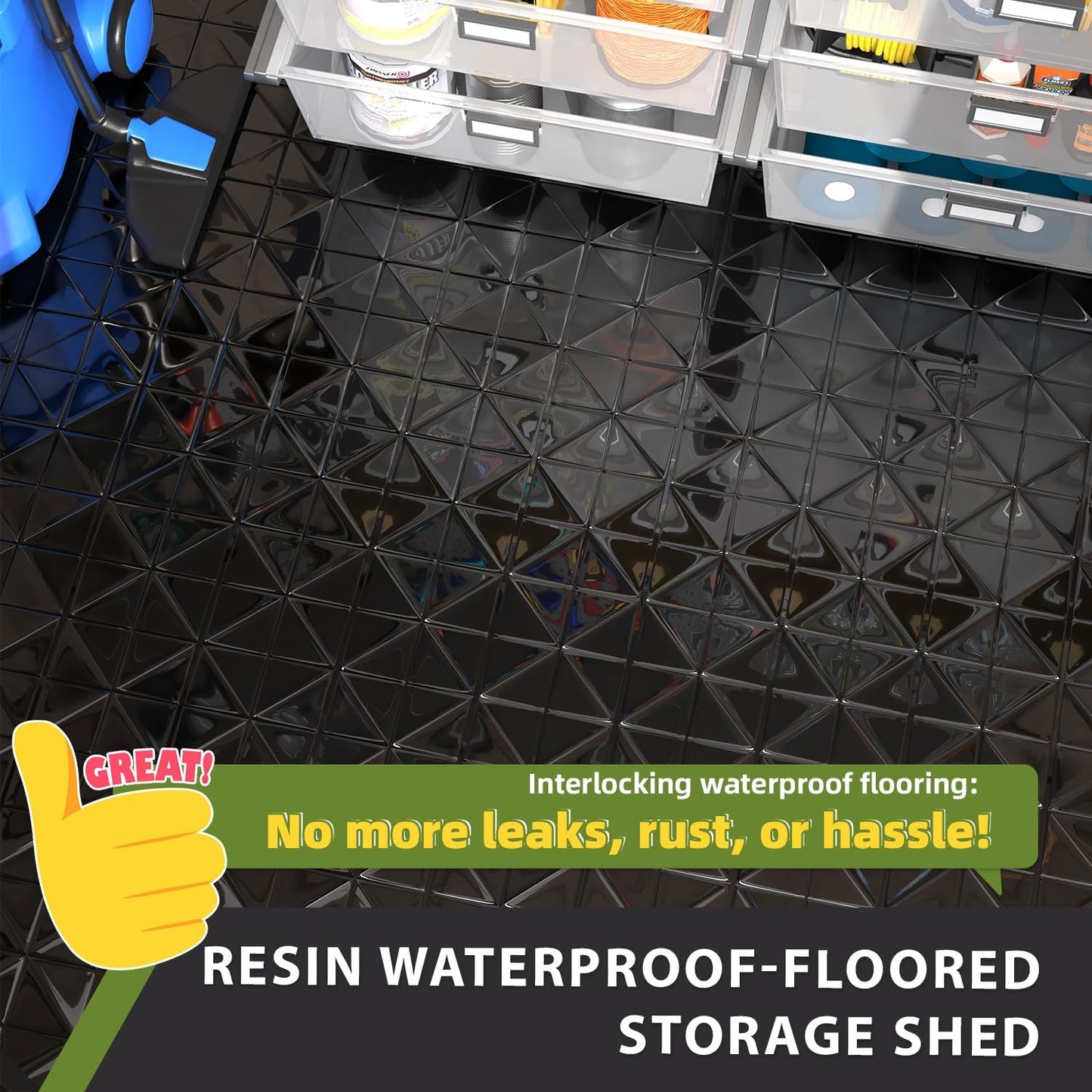 YODOLLA 5'x3' Outdoor Storage Shed with Floor Base, Small Metal Garden Sheds