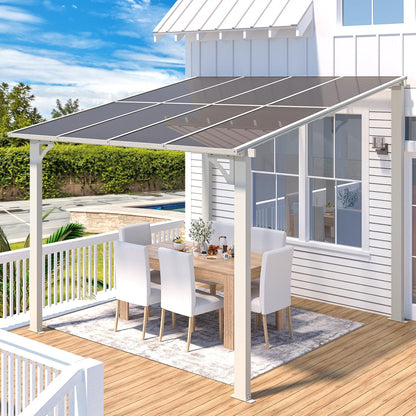 YODOLLA 8' x 8' Lean to Gazebo Pergola for Patio, White