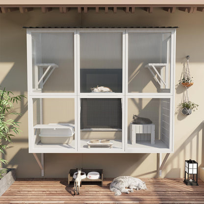 YODOLLA 67" Catio Window Cat Outdoor Enclosure Large Wood Cat House