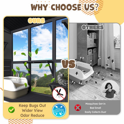 YODOLLA 67" Catio Window Cat Outdoor Enclosure Large Wood Cat House