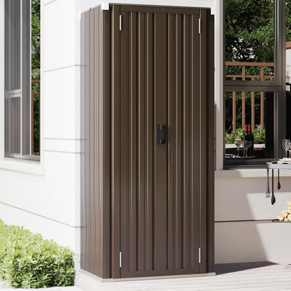 YODOLLA Outdoor Storage Cabinets with Shelves Metal Storage Cabinets Shed, Brown