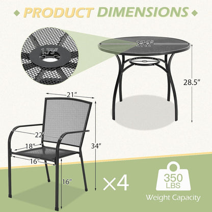 YODOLLA 5 Piece Outdoor Dining Sets with 1.73" Umbrella Hole