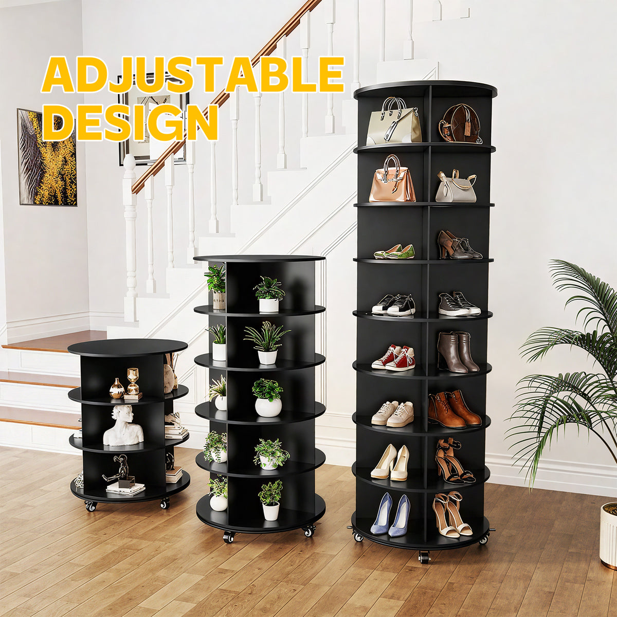 YODOLLA 8 Tier Rotating Shoe Rack, Shoe Tower Organizer Storage with Wheels