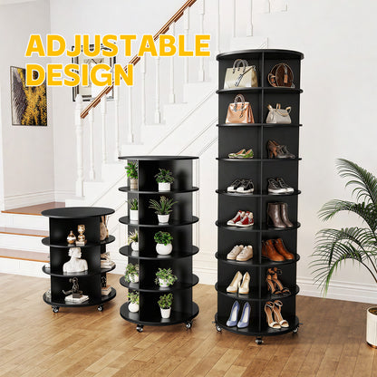 YODOLLA 8 Tier Rotating Shoe Rack, Shoe Tower Organizer Storage with Wheels