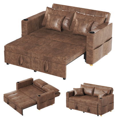 YODOLLA Sleeper Chair Bed, 63" Extra Wide Convertible Sofa Bed for Adults, Brown