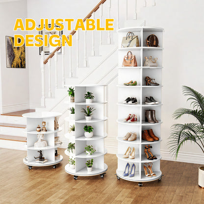 YODOLLA 8 Tier Rotating Shoe Rack, Shoe Tower Organizer Storage with Wheels