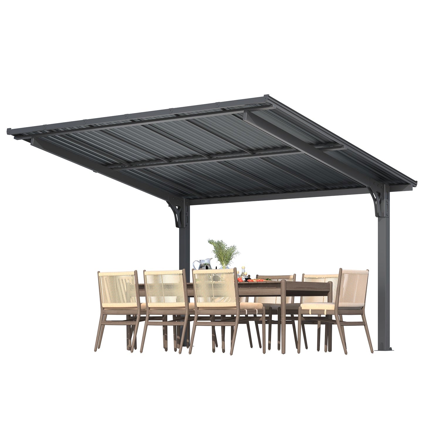 YODOLLA 12' x 10' Gazebo Outdoor Grill Hardtop Pergola Freestanding Carport Pergolas