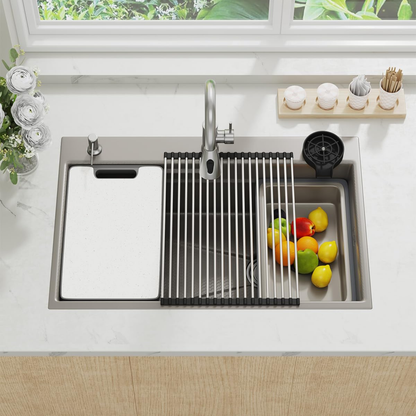 YODOLLA 33x19 Inch Drop in Kitchen Sink w/Faucet, 11 Gauge Stainless Steel