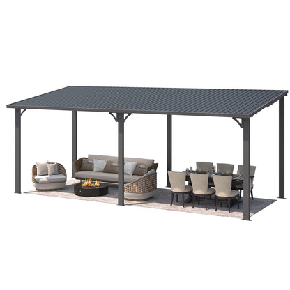 YODOLLA 20' x 8' Hardtop Gazebo Pergola Heavy Duty Lean to Metal Pergolas and Gazebos