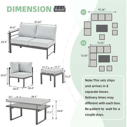 YODOLLA Outdoor Conversation Table and Chair Sets for Lawn Furniture Set, Grey
