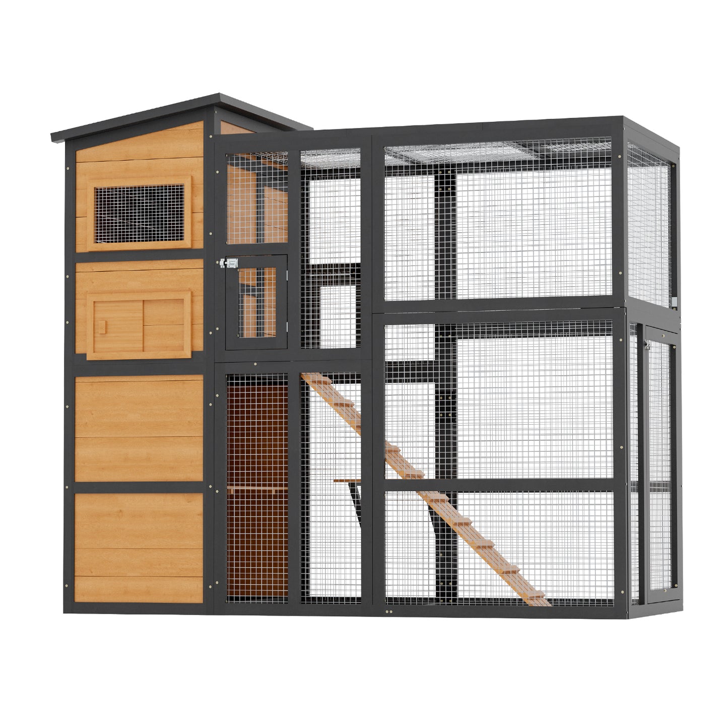 YODOLLA 75" Large Catio Outdoor Cat Enclosure with Weatherproof Roof, 4 Tiers Catios