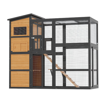 YODOLLA 75" Large Catio Outdoor Cat Enclosure with Weatherproof Roof, 4 Tiers Catios